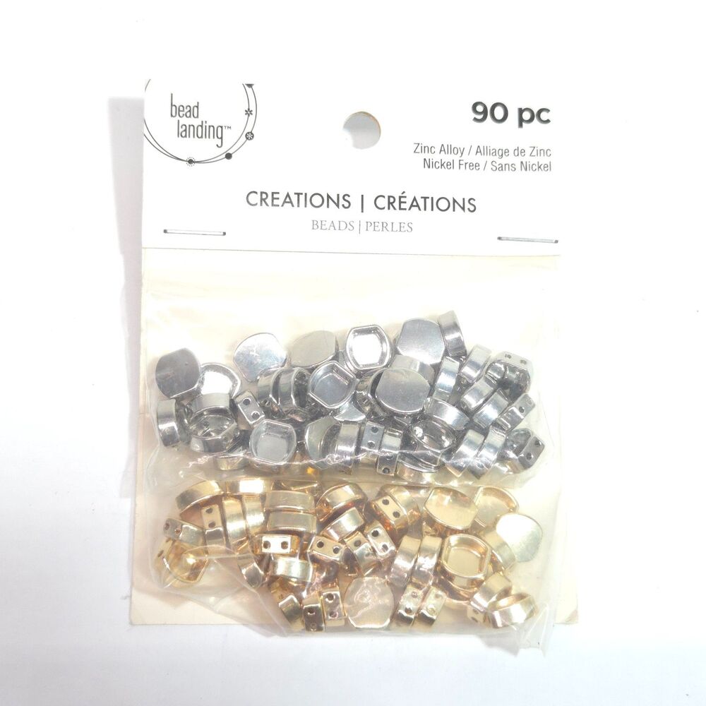 Bead Landing 90 pc Metallic Gold Silver Zinc Alloy Craft Spacer Beads NIP